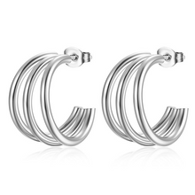 Load image into Gallery viewer, Multi Band Layered Hoop Earrings