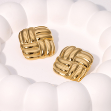 Load image into Gallery viewer, Versailles Twisted Square Stud Statement Earrings