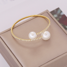 Load image into Gallery viewer, The Ophelia Pearl Open Bangle Bracelet