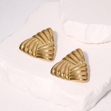 Versailles Twisted Triangular Stud Statement Earrings