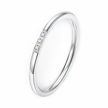 Minimalistic Single Band Three Stone Ring