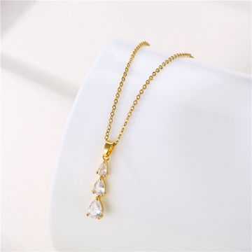 Trinity Cascade Teardrop Pendant & Chain