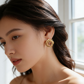 Twisted Round Knot Stud Earrings
