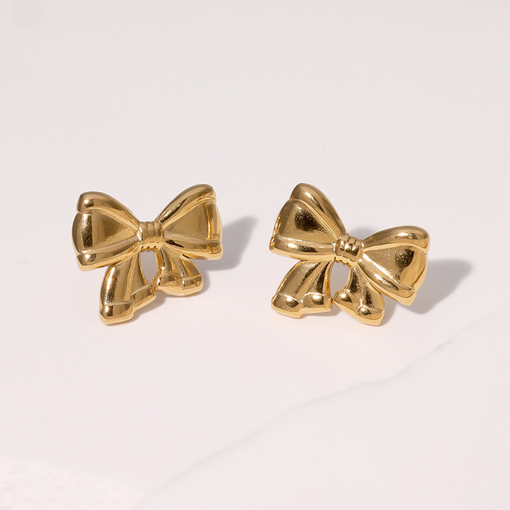 Valentina Ribbon Bow Stud Earrings