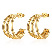Load image into Gallery viewer, Multi Band Layered Hoop Earrings
