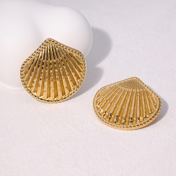 Seashell Textured Stud Statement Earrings