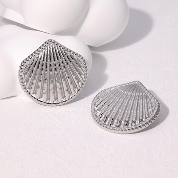 Seashell Textured Stud Statement Earrings