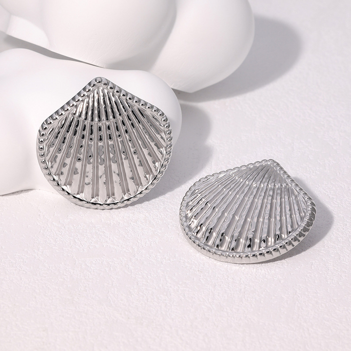 Seashell Textured Stud Statement Earrings