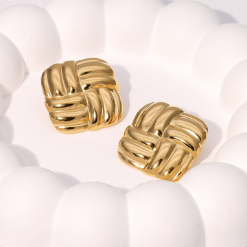 Versailles Twisted Square Stud Statement Earrings