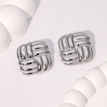 Versailles Twisted Square Stud Statement Earrings