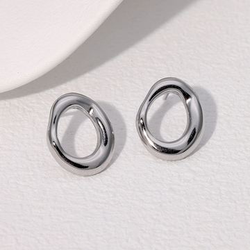 Irregular Oval Hollow Stud Earrings