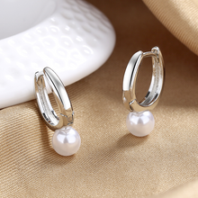 Load image into Gallery viewer, Aurelia Pearl Drop Huggie Earrings
