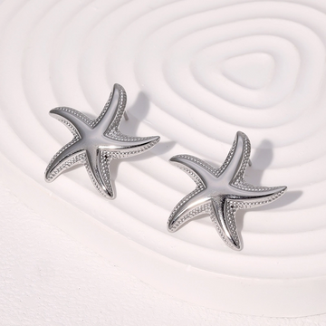 Starfish Textured Stud Earrings in Silver
