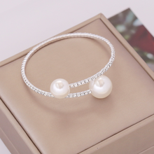 Load image into Gallery viewer, The Ophelia Pearl Open Bangle Bracelet

