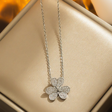Load image into Gallery viewer, Encrusted Clover Pendant &amp; Chain
